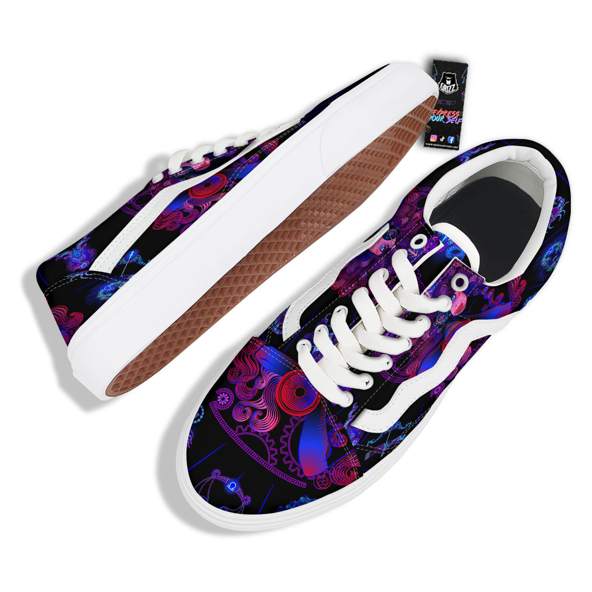 Astrological Signs And Sagittarius Print Skate Shoes-grizzshop