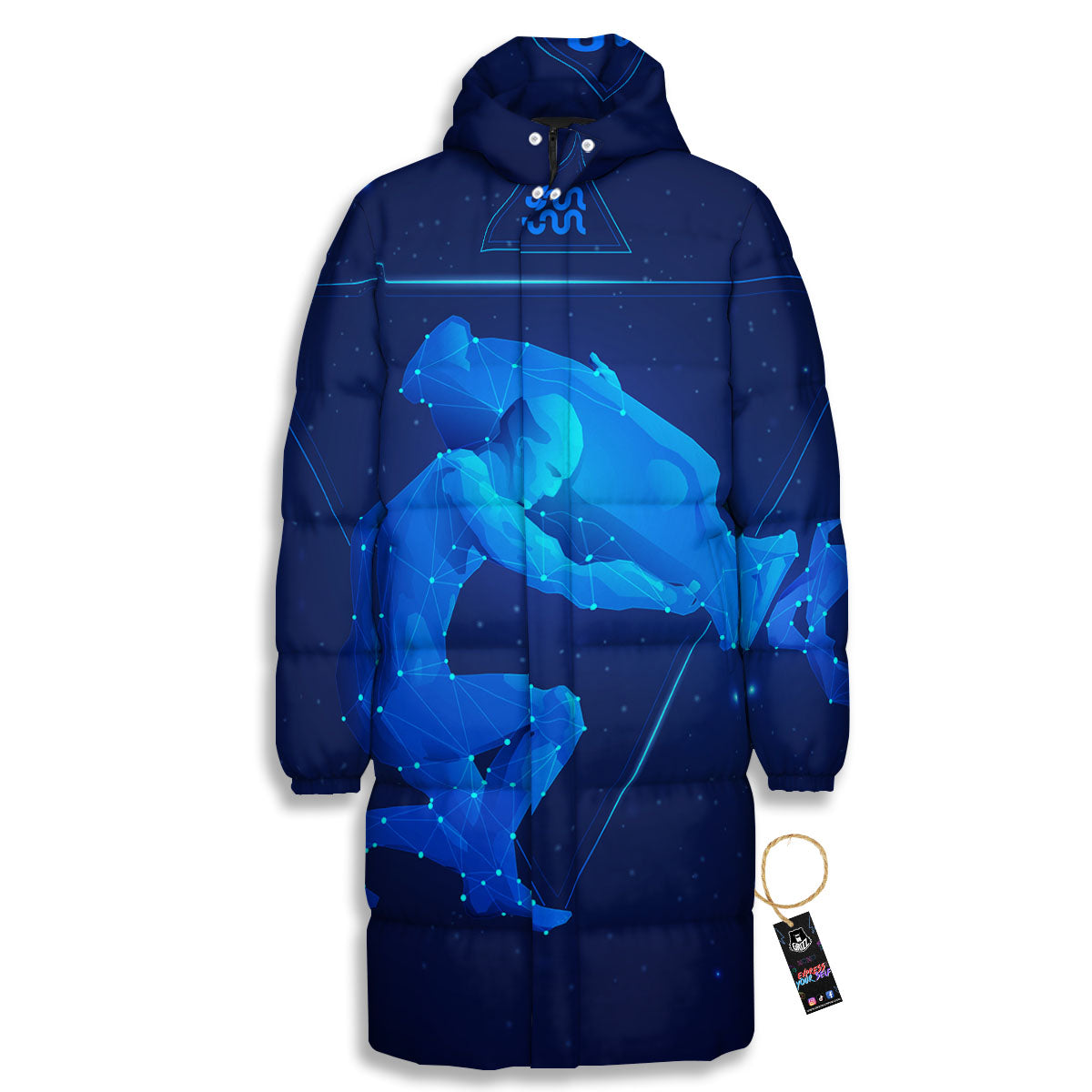 Astrological And Aquarius Signs Print Long Down Jacket