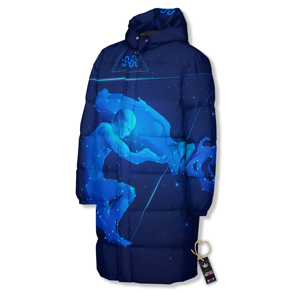 Astrological And Aquarius Signs Print Long Down Jacket