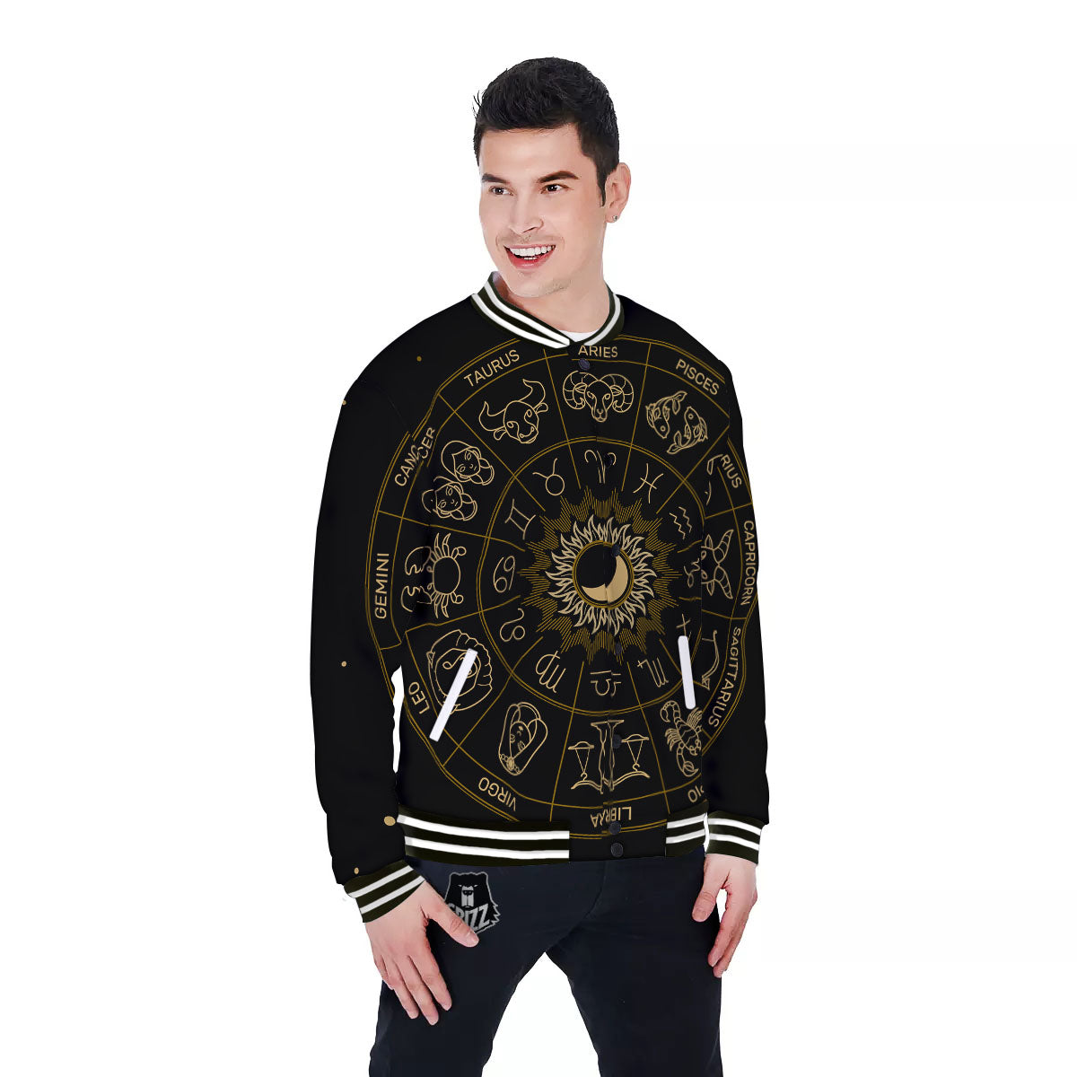 Astrology Zodiac Signs Print Baseball Jacket-grizzshop