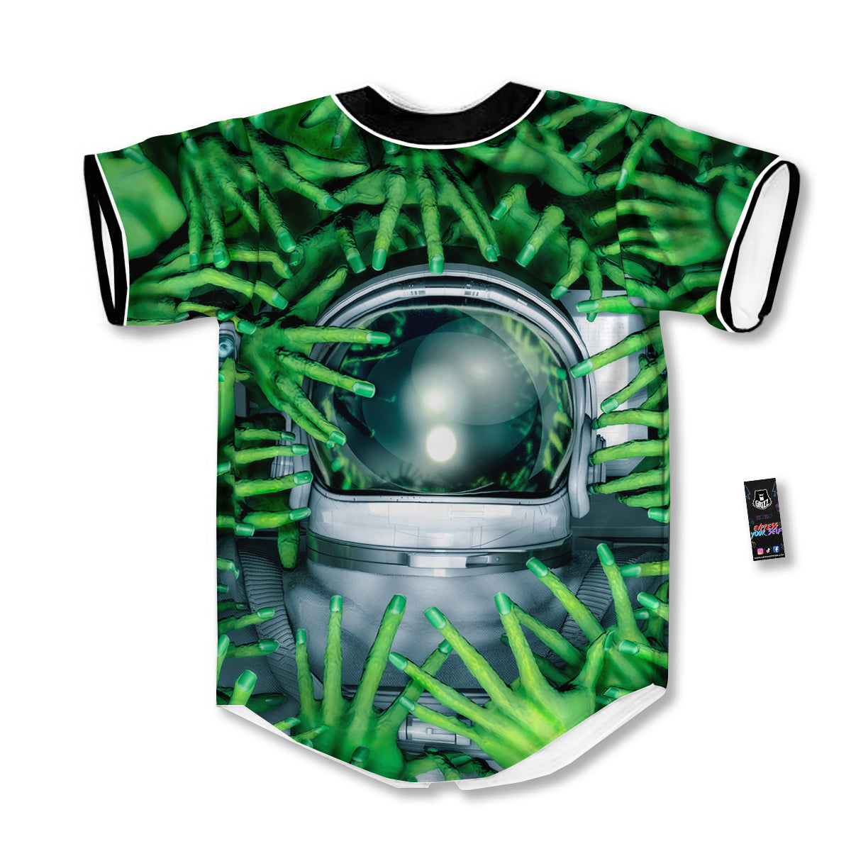 Astronaut And Alien Sci Fi Print Baseball Jersey-grizzshop