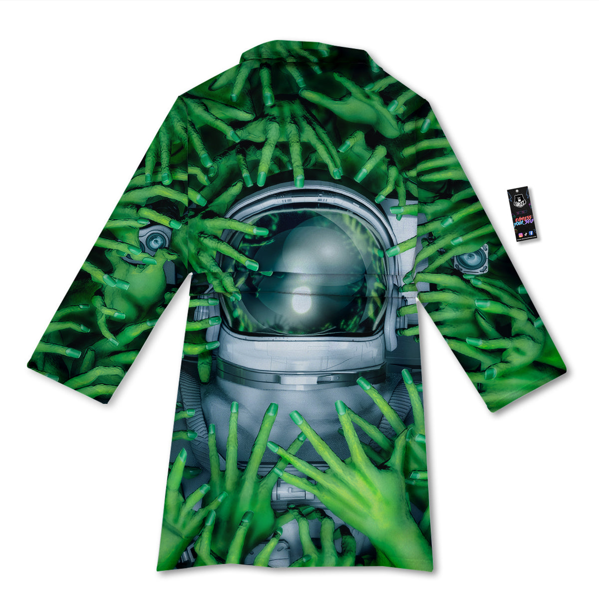 Astronaut And Alien Sci Fi Print Bathrobe-grizzshop