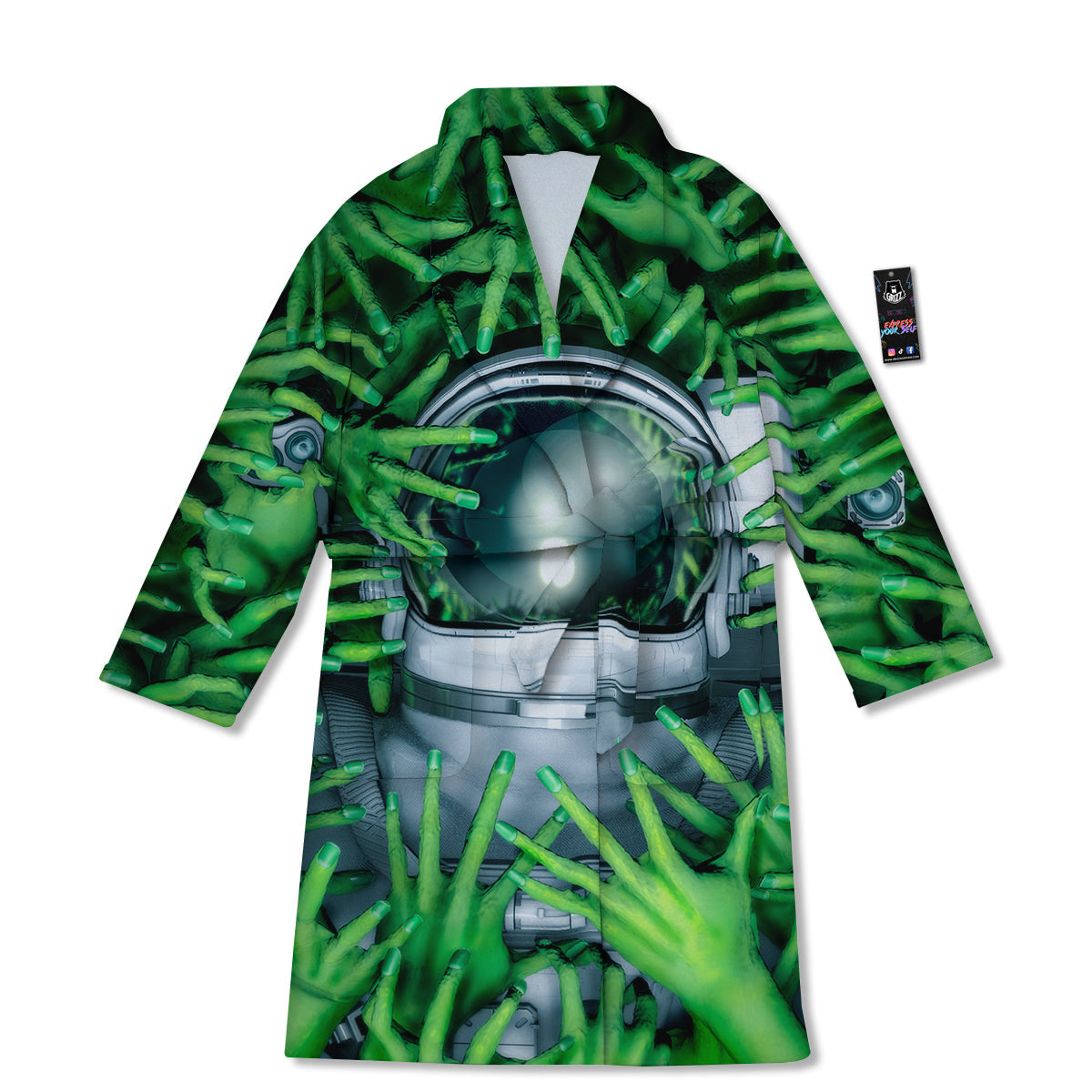 Astronaut And Alien Sci Fi Print Bathrobe-grizzshop