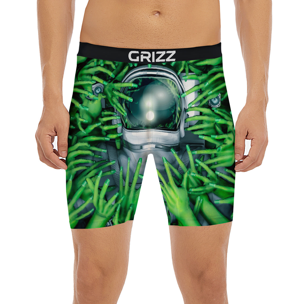 Astronaut And Alien Sci Fi Print Boxer Briefs-grizzshop