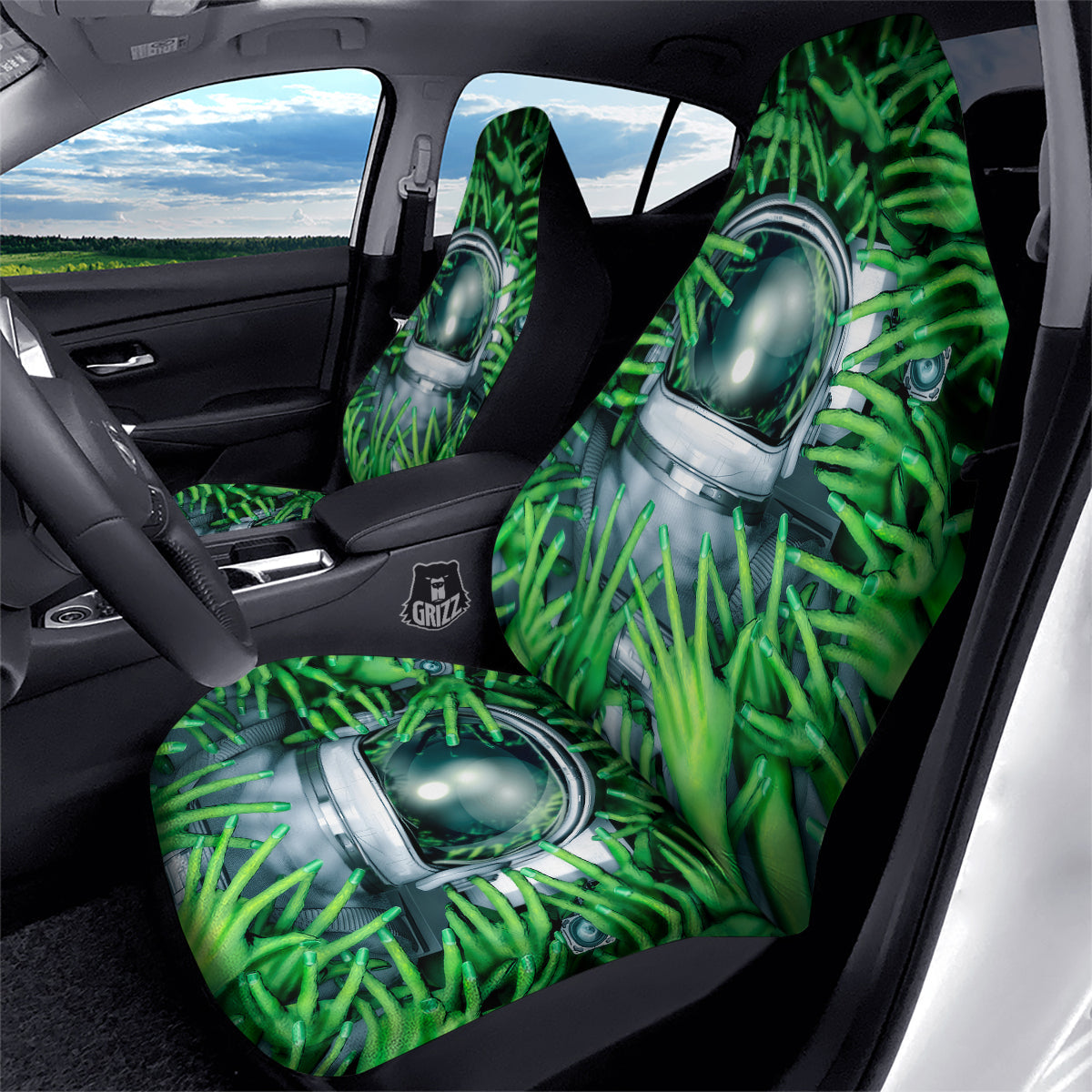 Astronaut And Alien Sci Fi Print Car Seat Covers-grizzshop