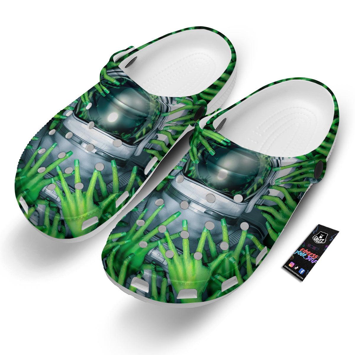Astronaut And Alien Sci Fi Print Clog-grizzshop