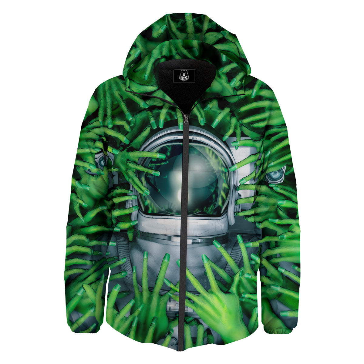 Astronaut And Alien Sci Fi Print Down Jacket-grizzshop