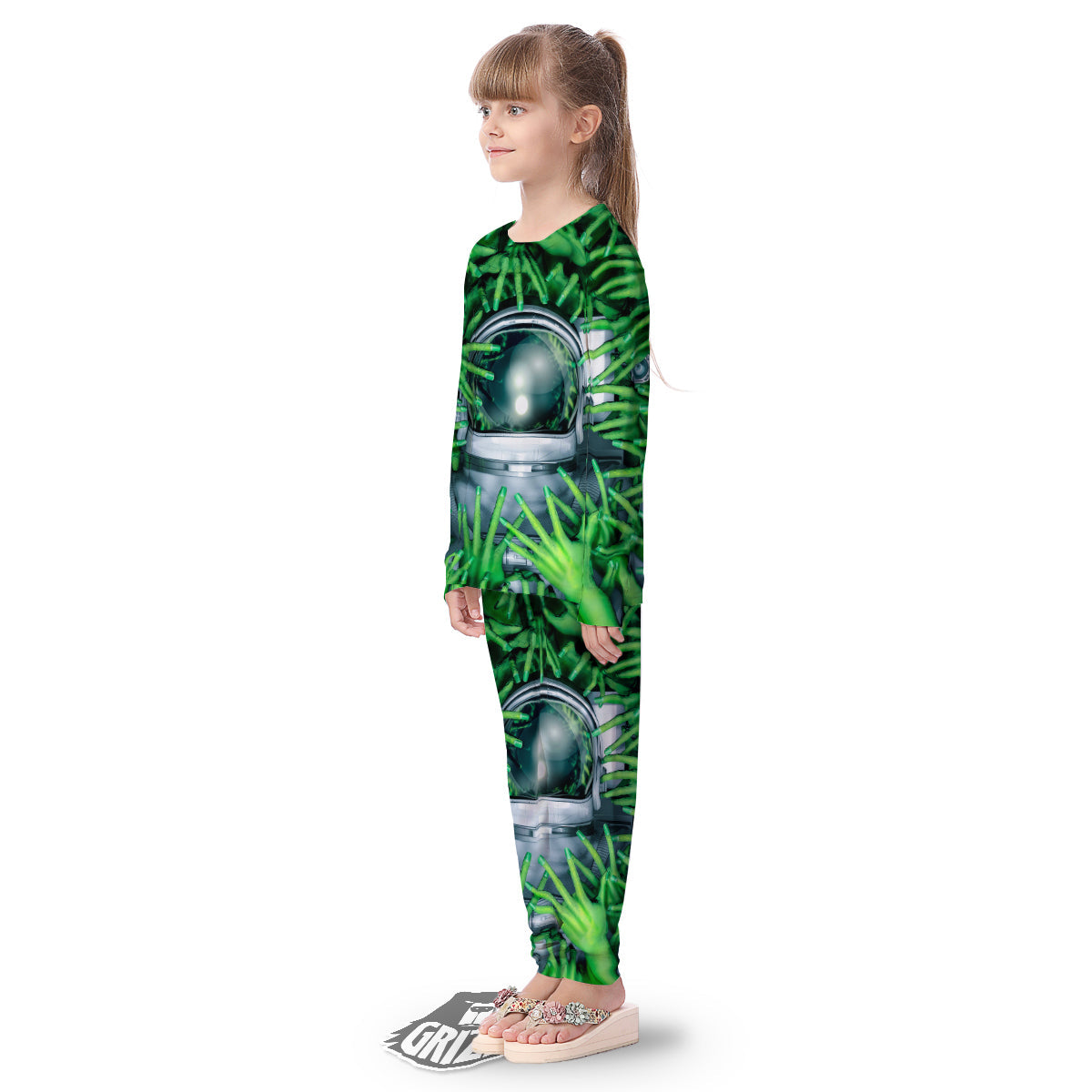 Astronaut And Alien Sci Fi Print Kid's Pajamas-grizzshop