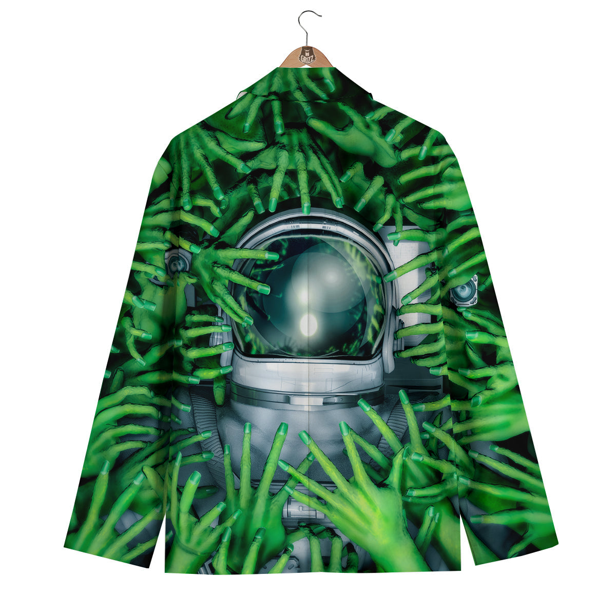 Astronaut And Alien Sci Fi Print Men's Blazer-grizzshop