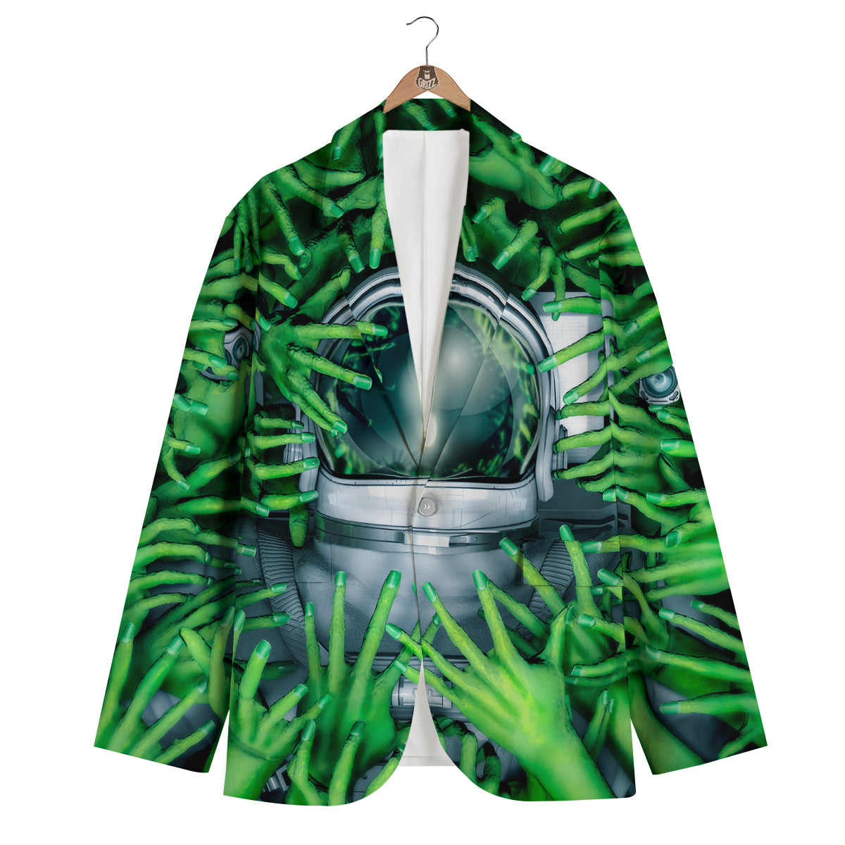 Astronaut And Alien Sci Fi Print Men's Blazer-grizzshop