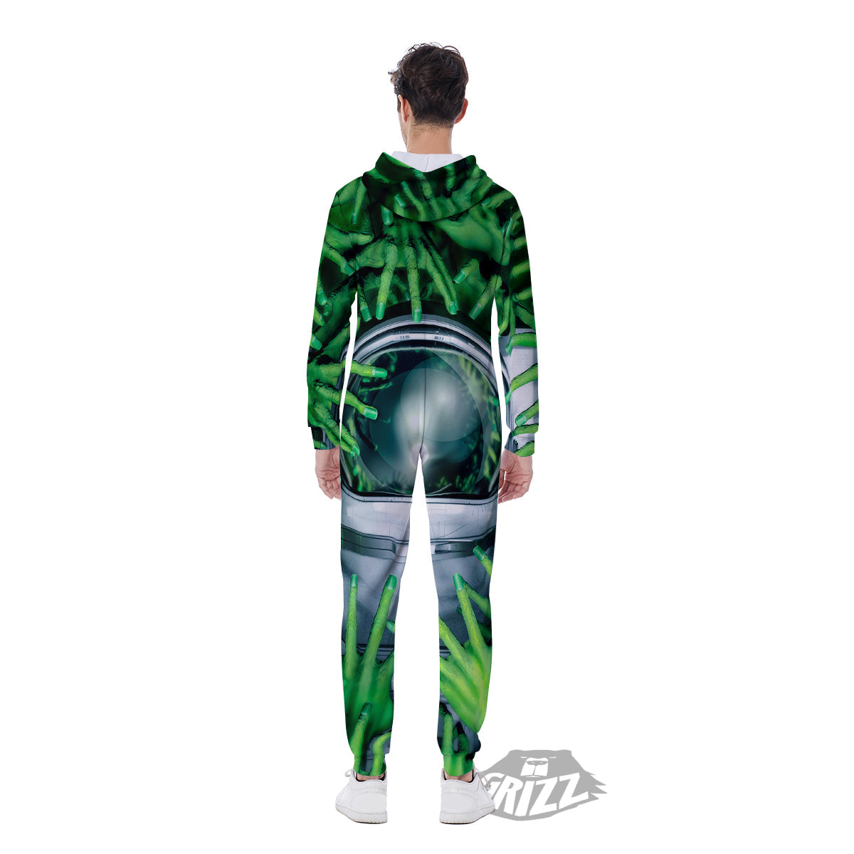Astronaut And Alien Sci Fi Print Men's Jumpsuit-grizzshop