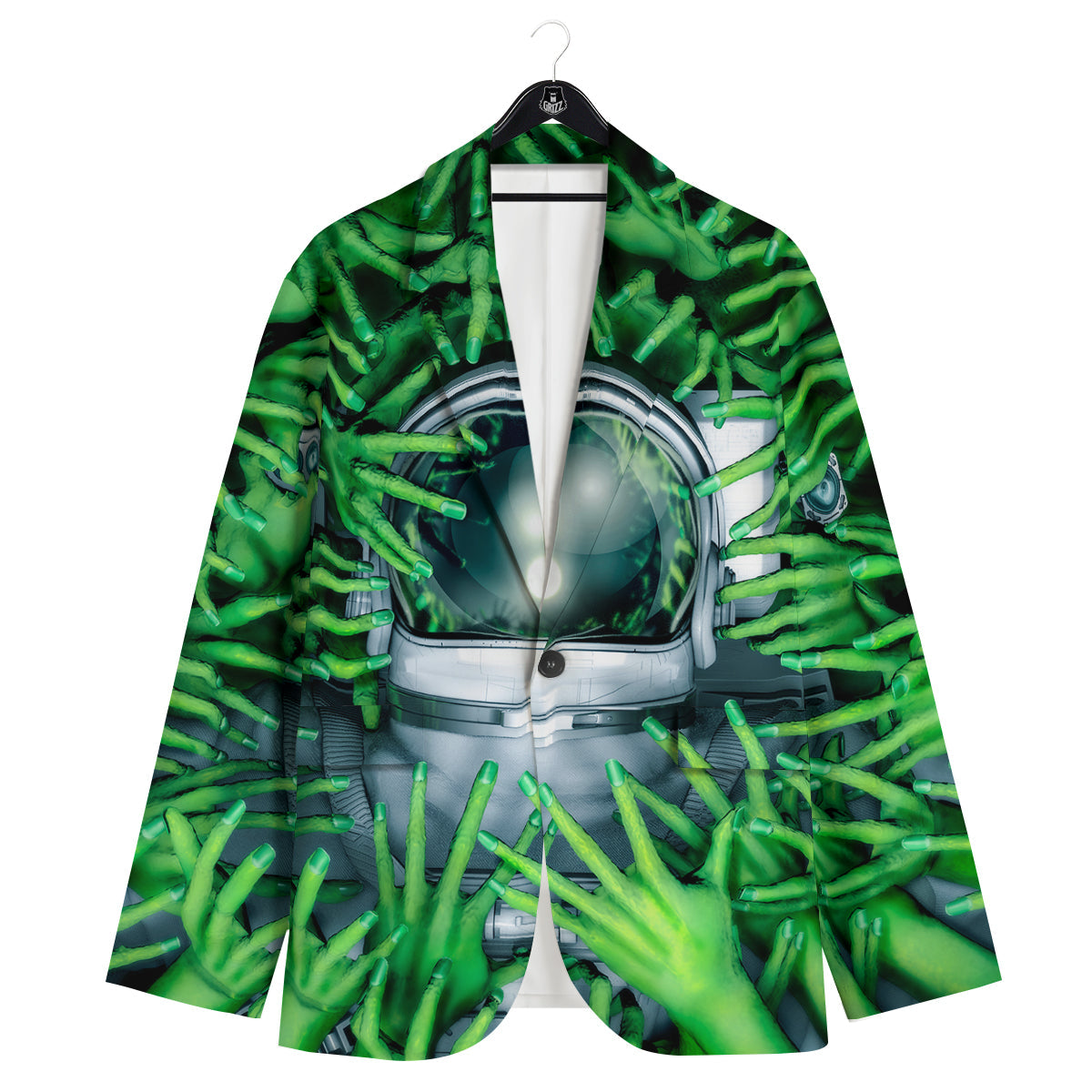 Astronaut And Alien Sci Fi Print Men's Sport Coat-grizzshop