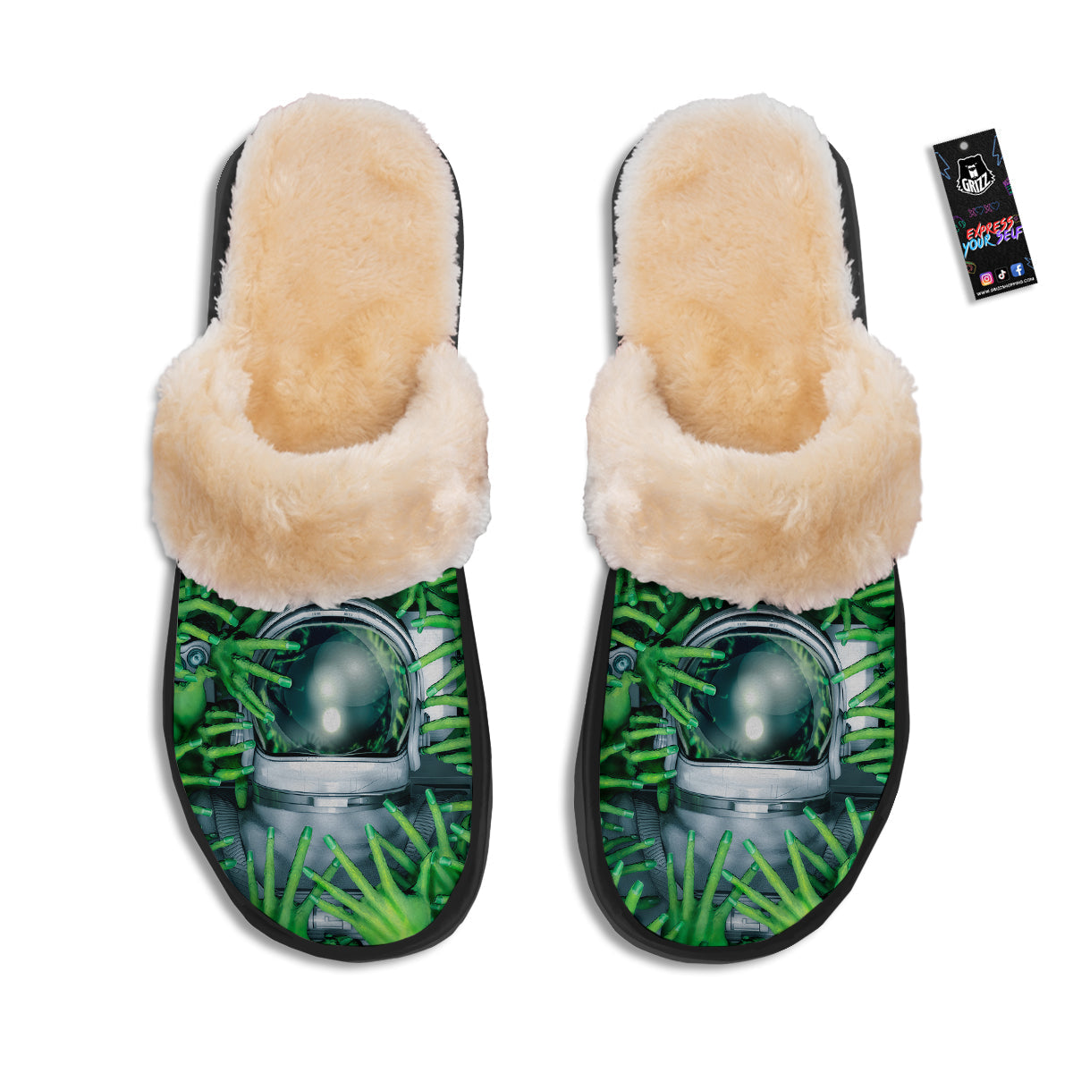 Astronaut And Alien Sci Fi Print Slippers-grizzshop
