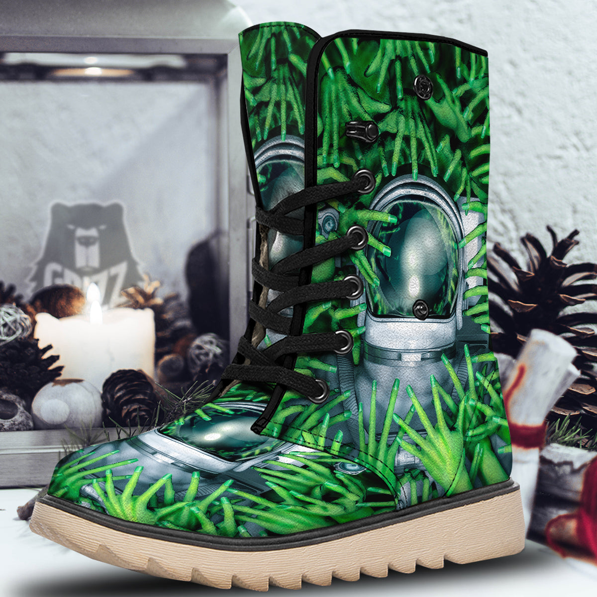 Astronaut And Alien Sci Fi Print Snow Boots-grizzshop