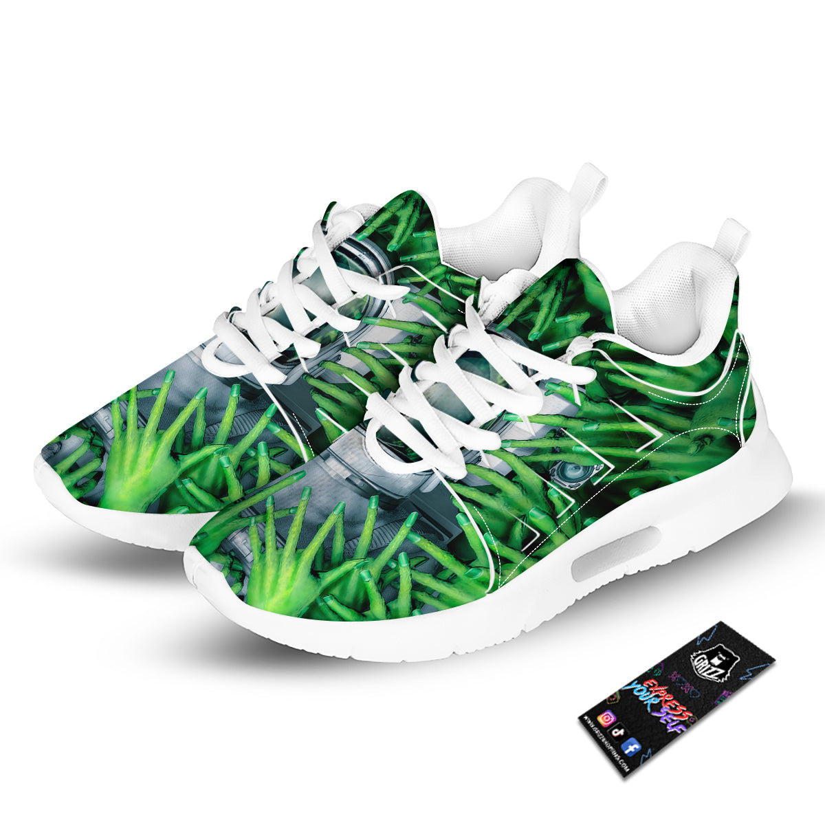 Astronaut And Alien Sci Fi Print Tennis Shoes-grizzshop