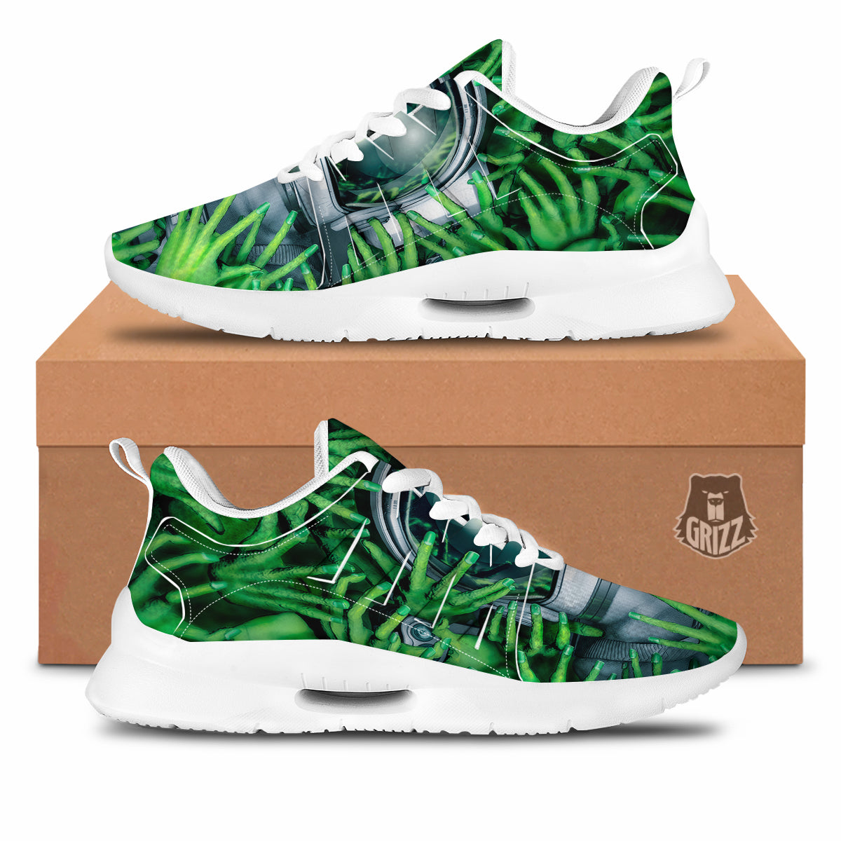 Astronaut And Alien Sci Fi Print Tennis Shoes-grizzshop