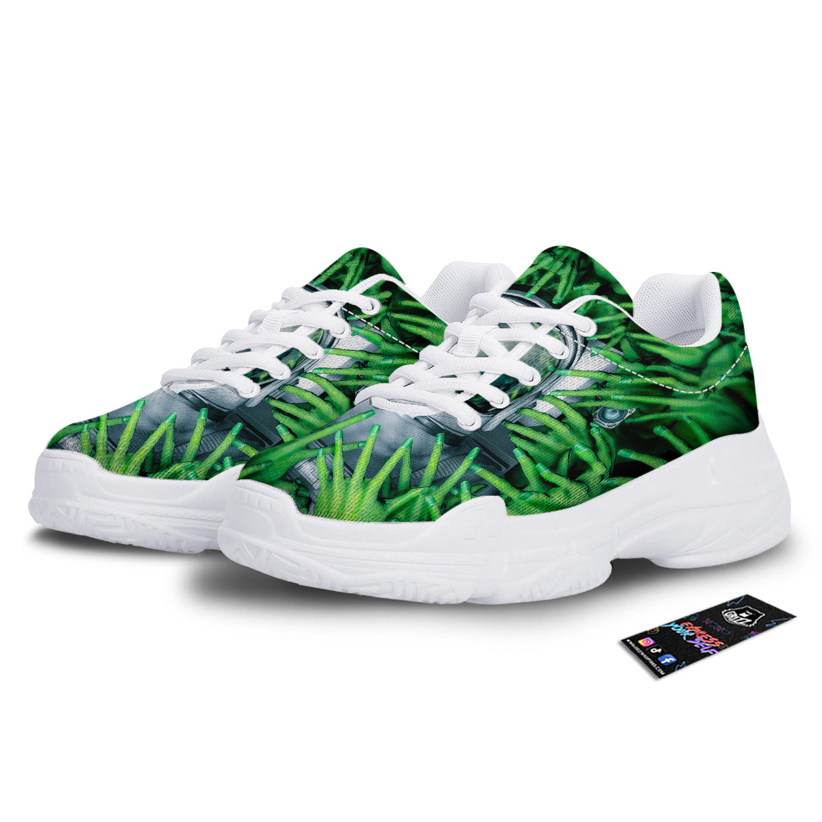 Astronaut And Alien Sci Fi Print White Chunky Shoes-grizzshop
