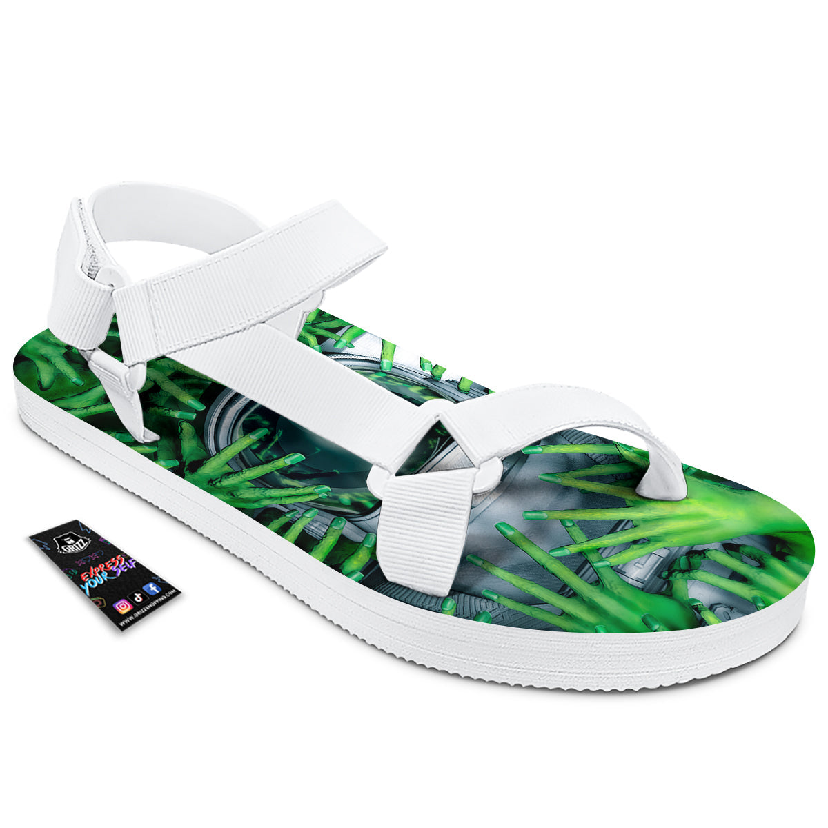 Astronaut And Alien Sci Fi Print White Open Toe Sandals-grizzshop