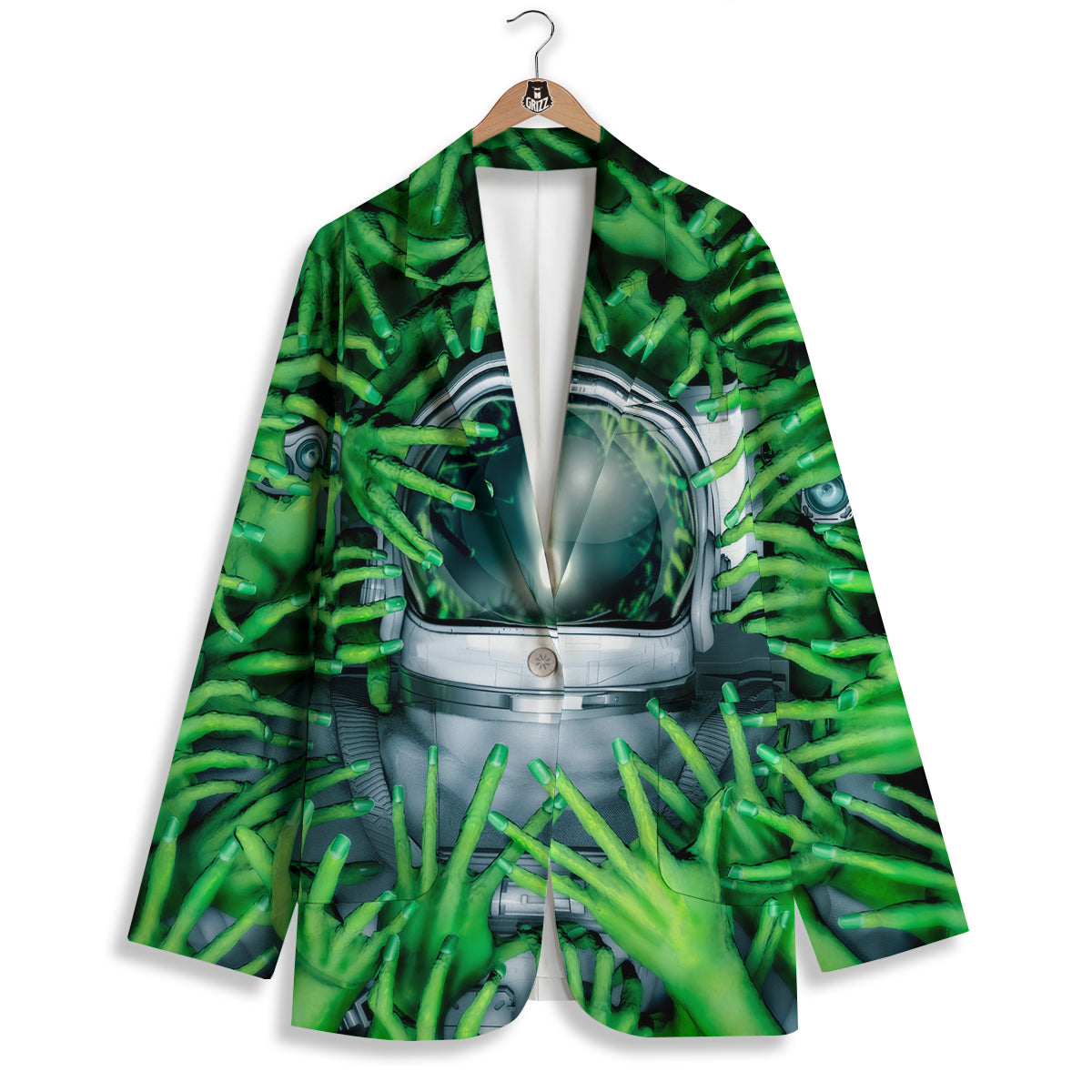 Astronaut And Alien Sci Fi Print Women's Blazer-grizzshop