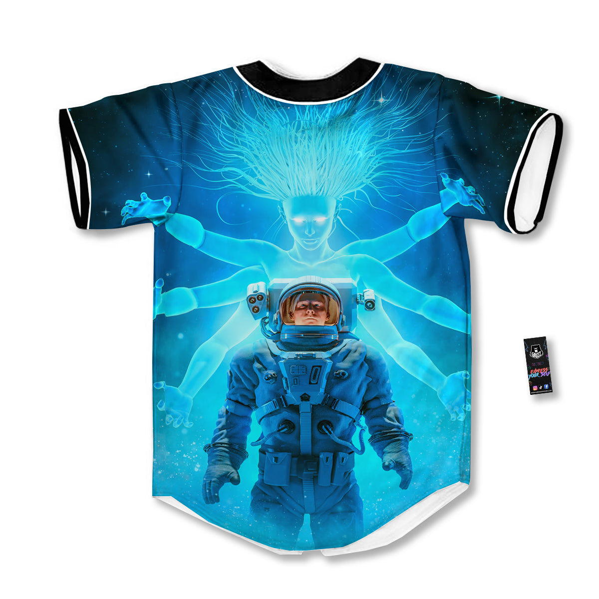 Astronaut And Female Alien Print Baseball Jersey-grizzshop