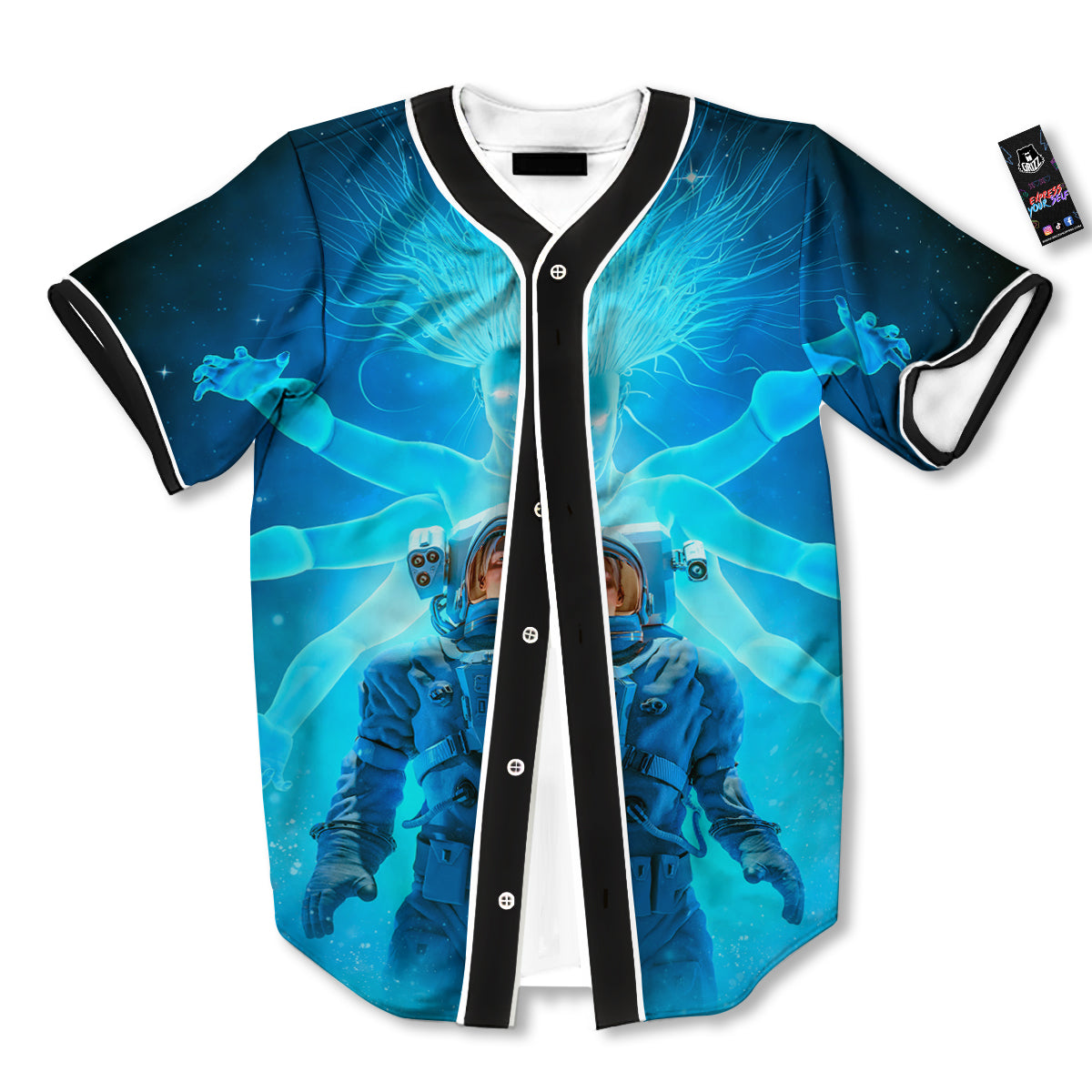 Astronaut And Female Alien Print Baseball Jersey-grizzshop