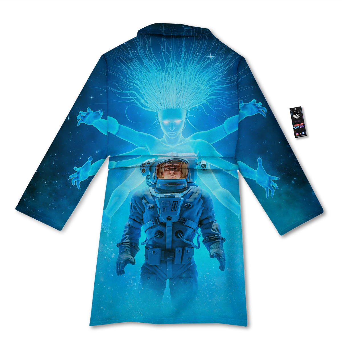 Astronaut And Female Alien Print Bathrobe-grizzshop