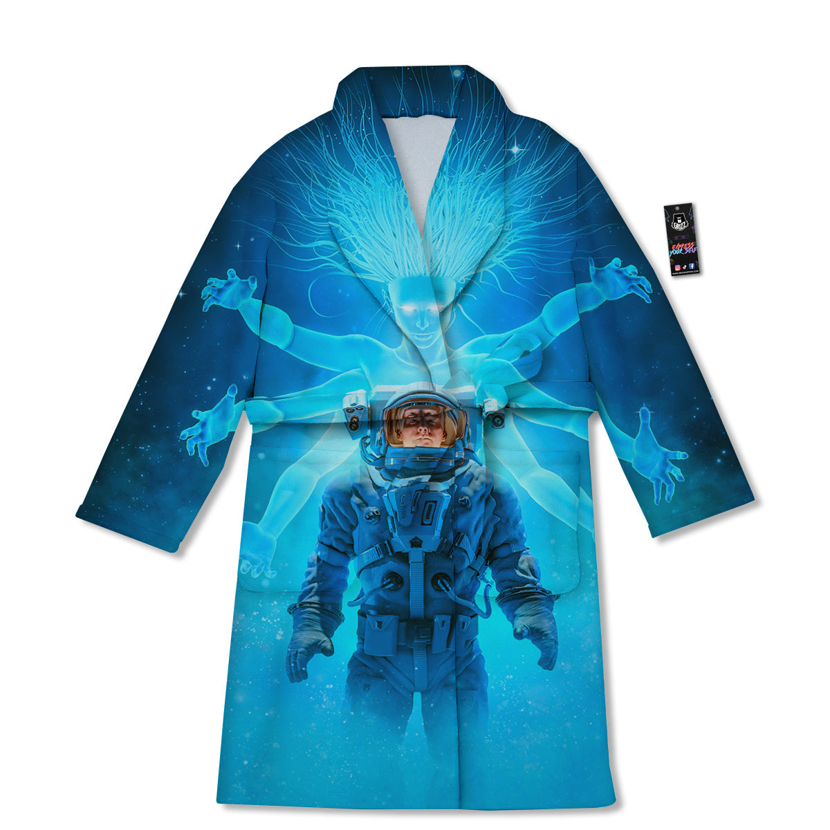Astronaut And Female Alien Print Bathrobe-grizzshop