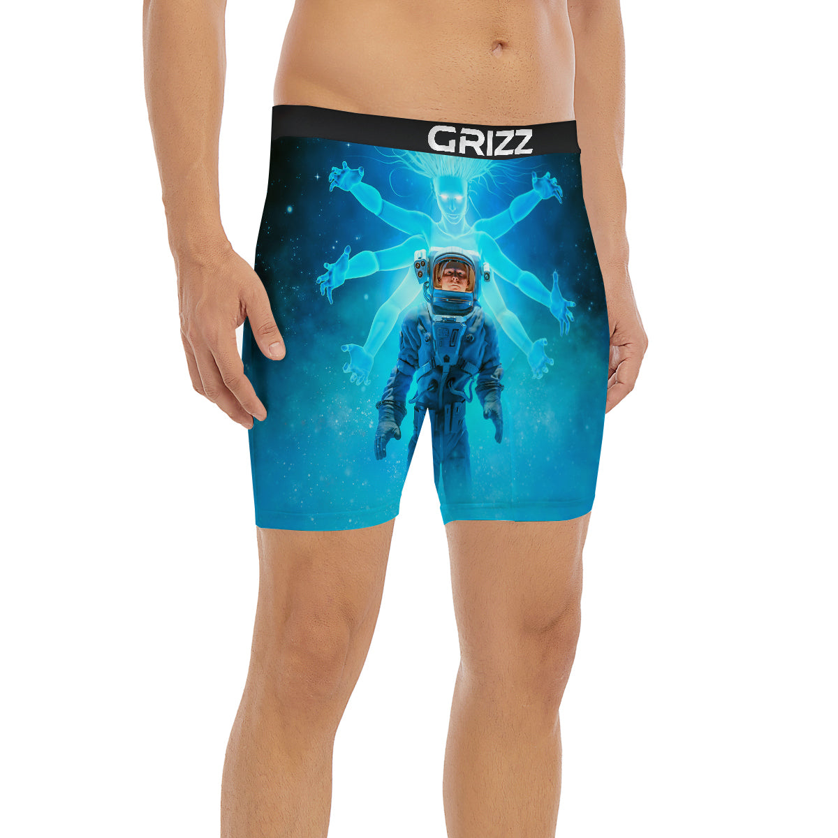 Astronaut And Female Alien Print Boxer Briefs-grizzshop
