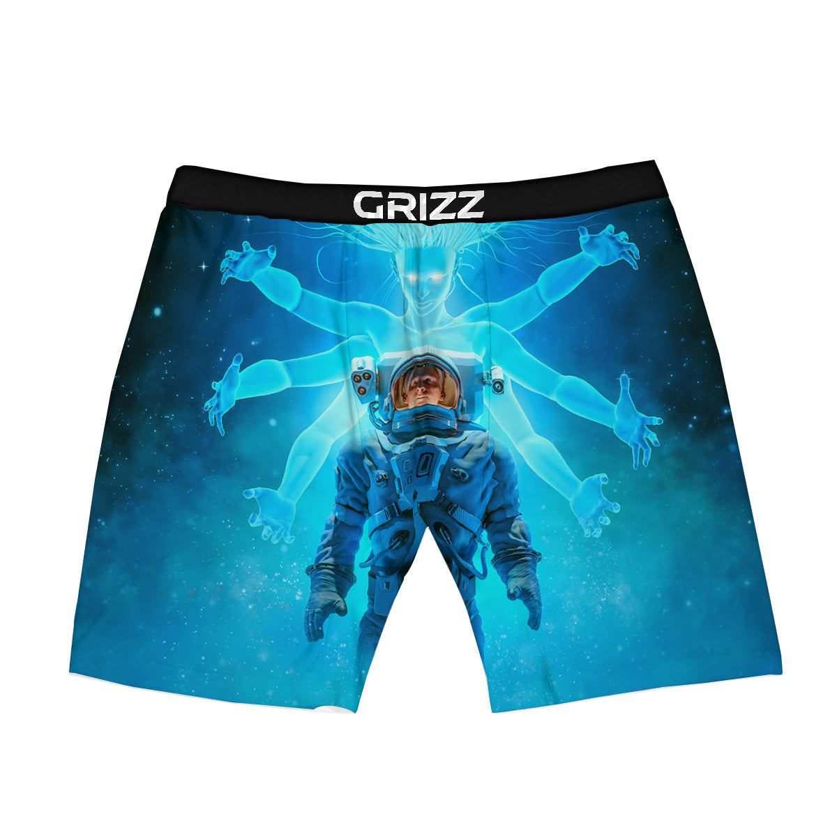 Astronaut And Female Alien Print Boxer Briefs-grizzshop