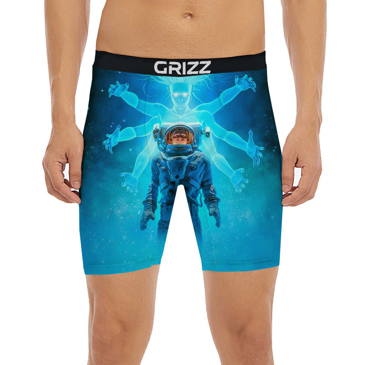 Astronaut And Female Alien Print Boxer Briefs-grizzshop
