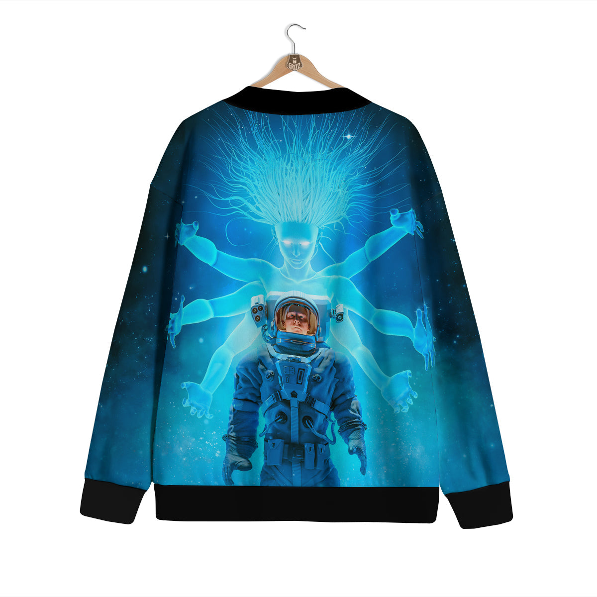 Astronaut And Female Alien Print Cardigan-grizzshop