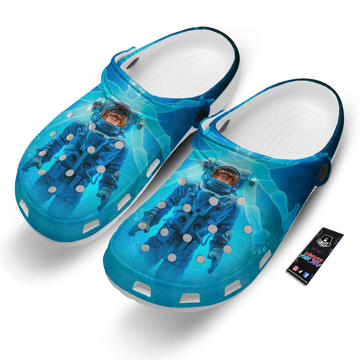 Astronaut And Female Alien Print Clog-grizzshop