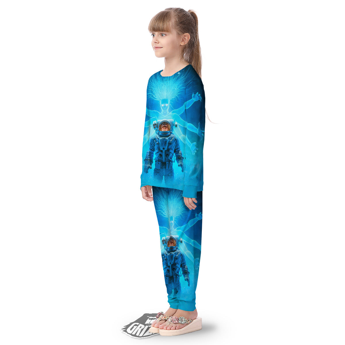 Astronaut And Female Alien Print Kid's Pajamas-grizzshop