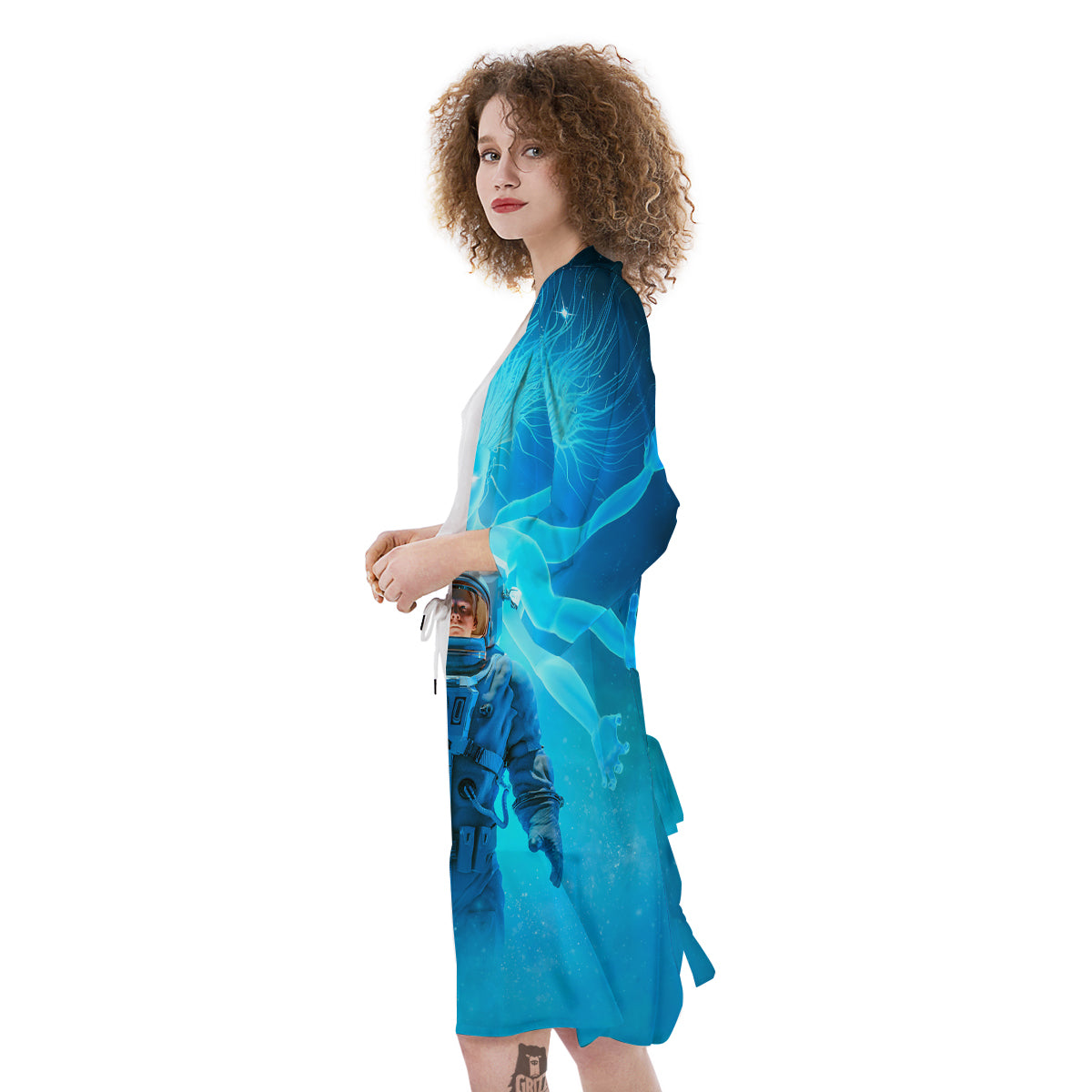 Astronaut And Female Alien Print Kimono-grizzshop