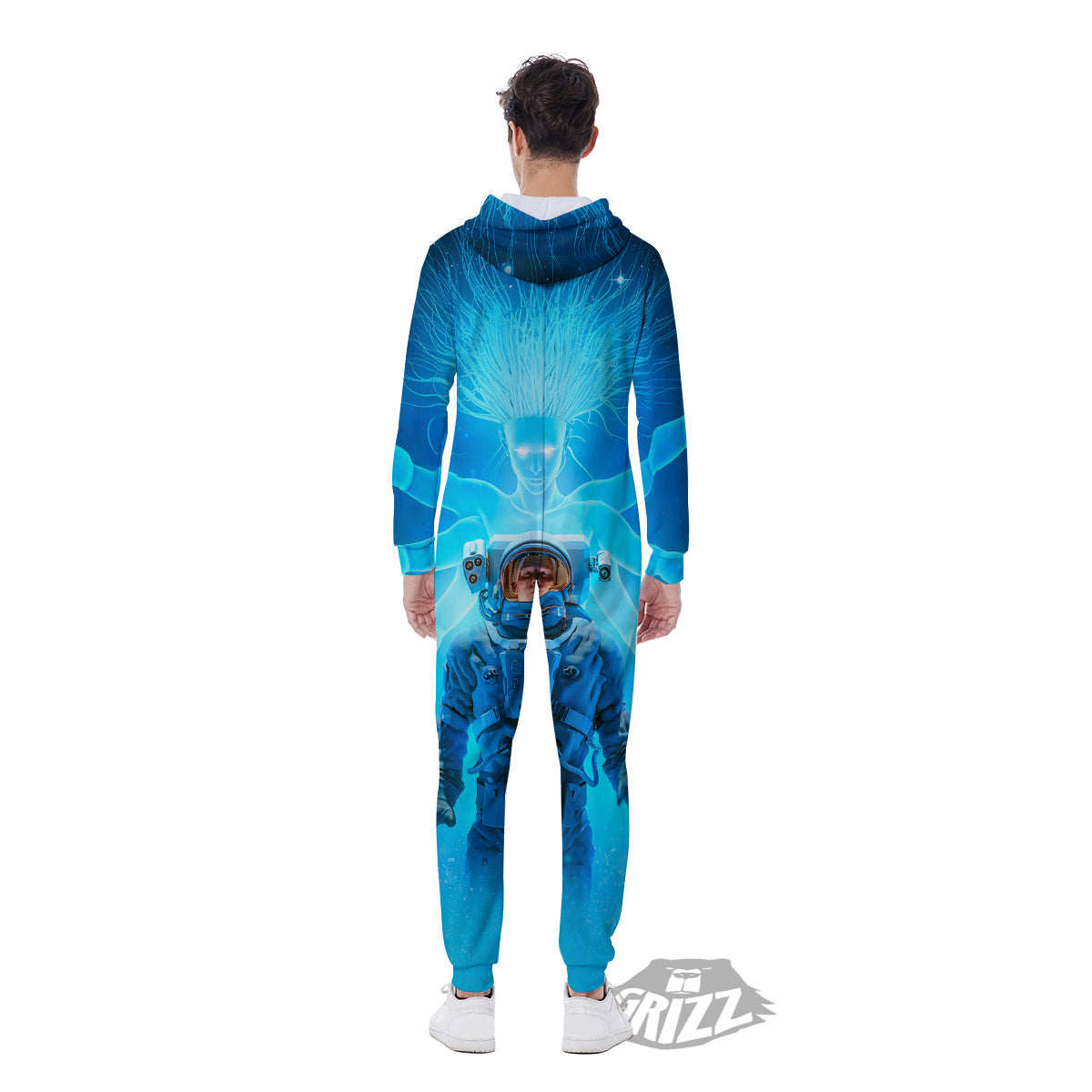 Astronaut And Female Alien Print Men's Jumpsuit-grizzshop