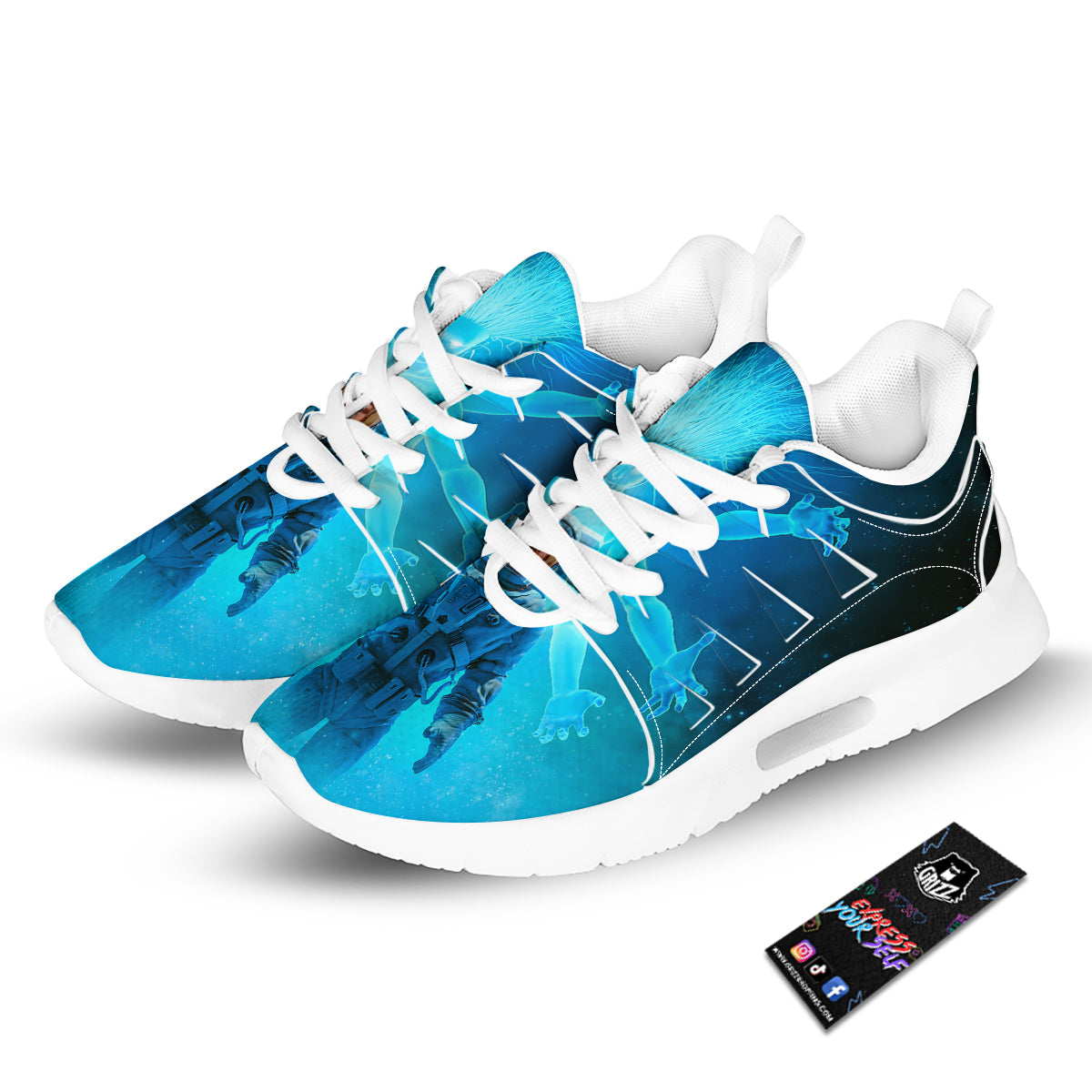 Astronaut And Female Alien Print Tennis Shoes-grizzshop