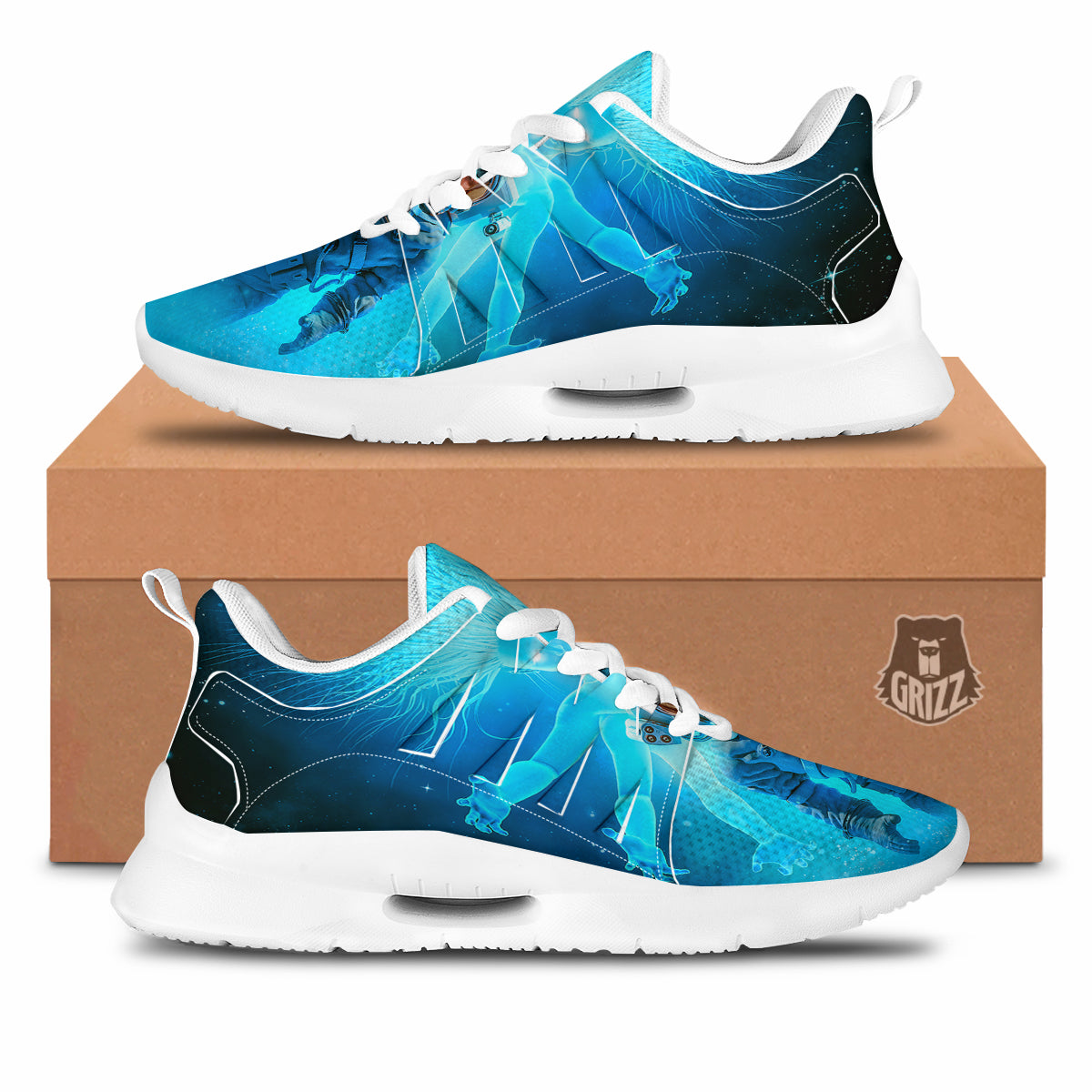 Astronaut And Female Alien Print Tennis Shoes-grizzshop