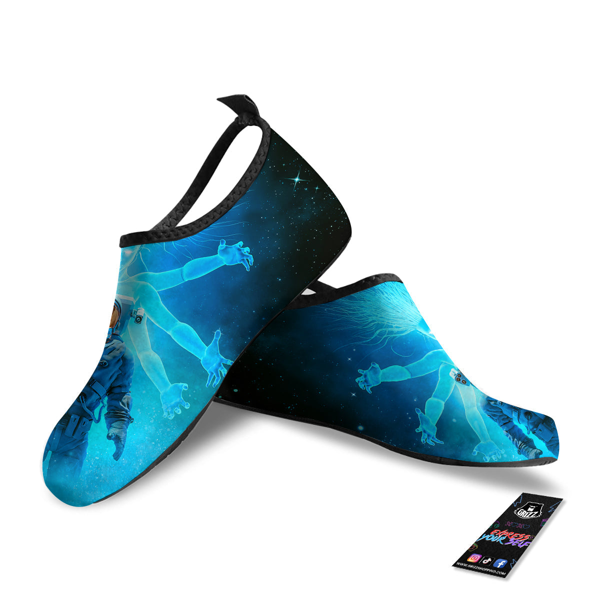 Astronaut And Female Alien Print Water Shoes-grizzshop