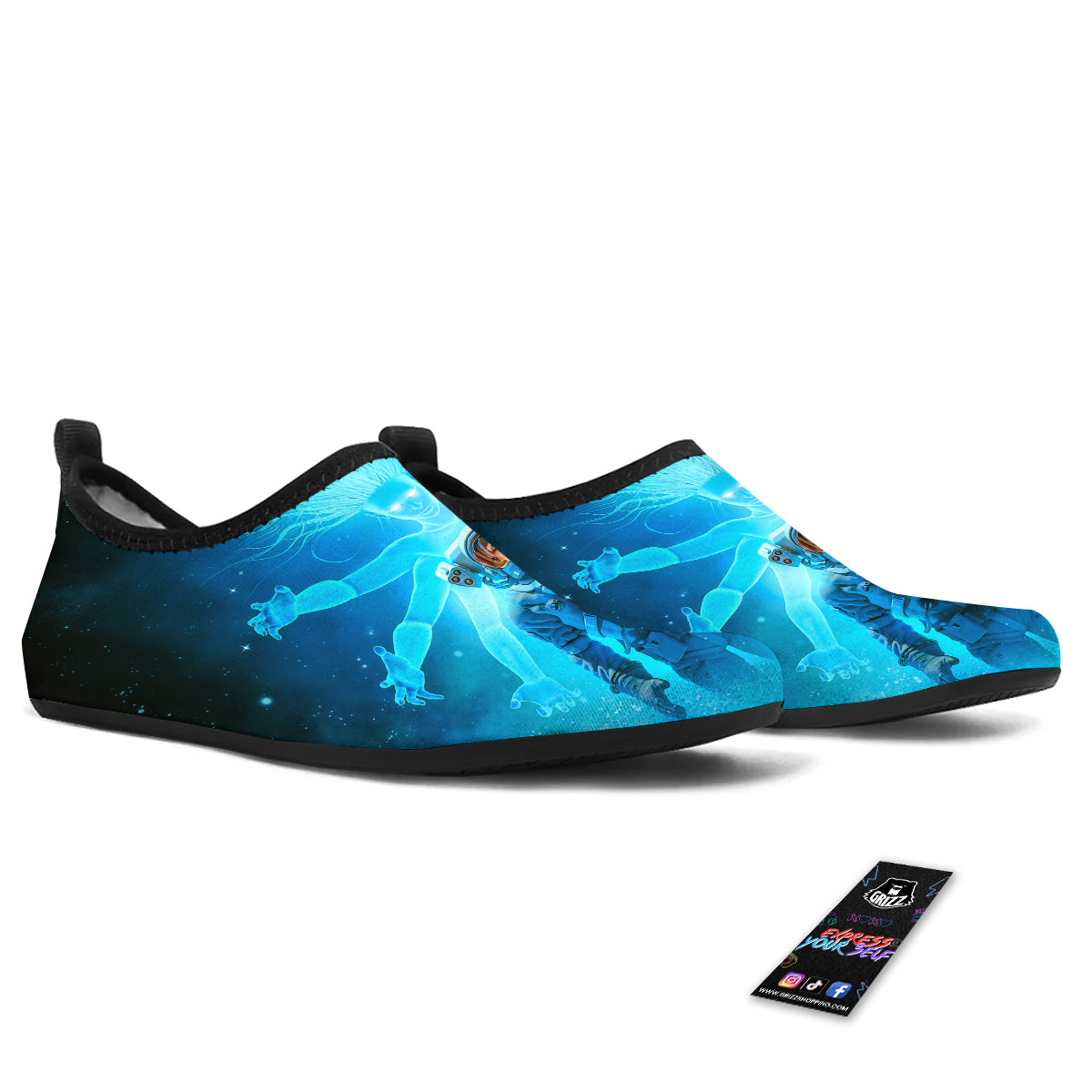 Astronaut And Female Alien Print Water Shoes-grizzshop