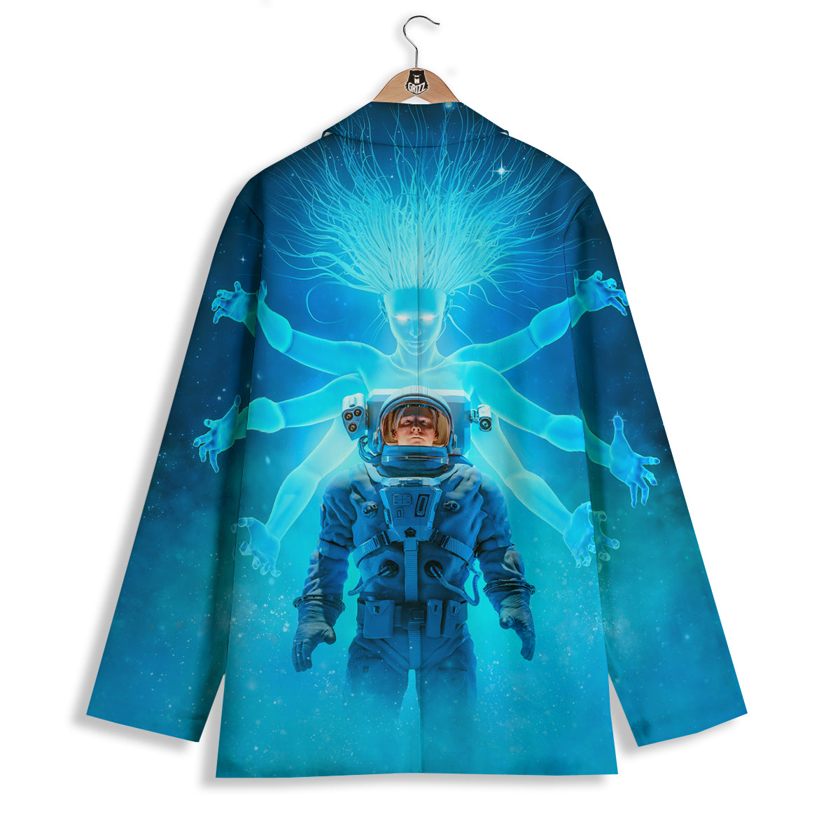 Astronaut And Female Alien Print Women's Blazer-grizzshop