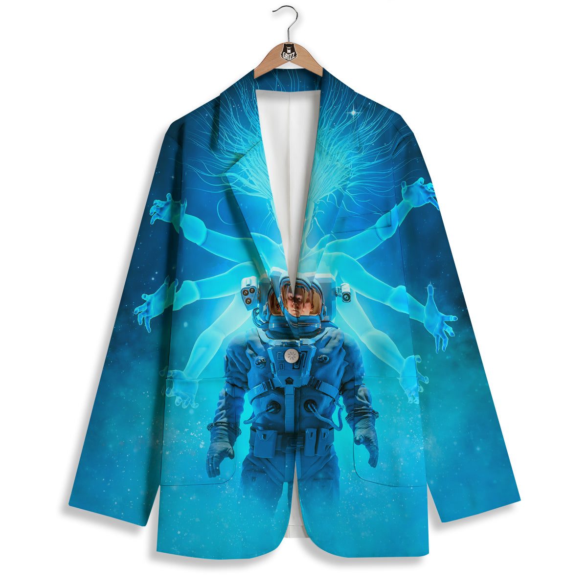 Astronaut And Female Alien Print Women's Blazer-grizzshop