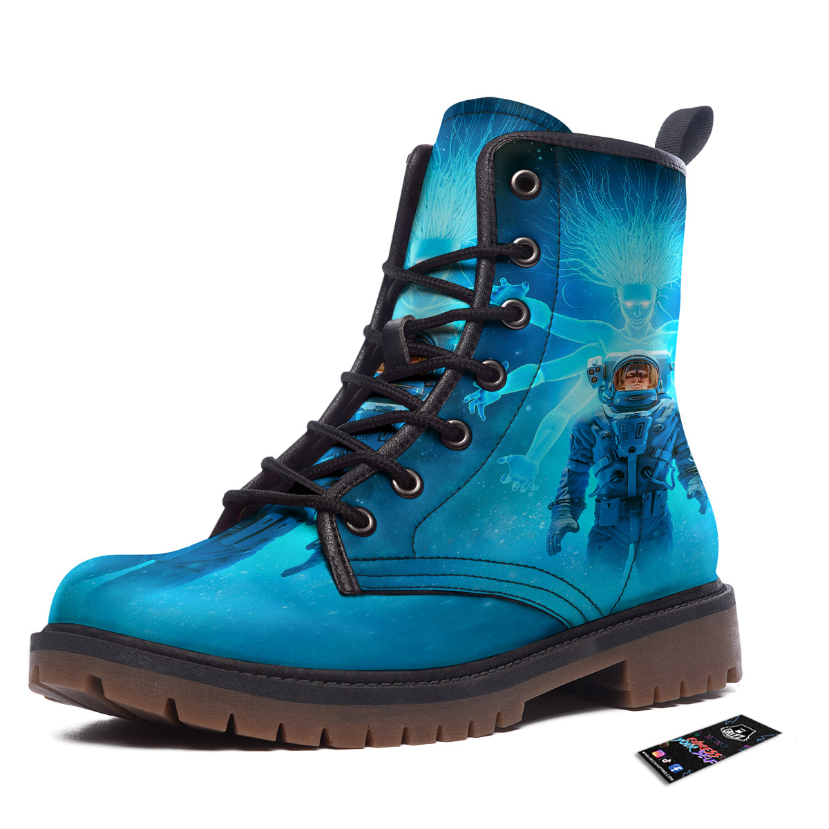 Astronaut And Female Alien Print Work Boots-grizzshop