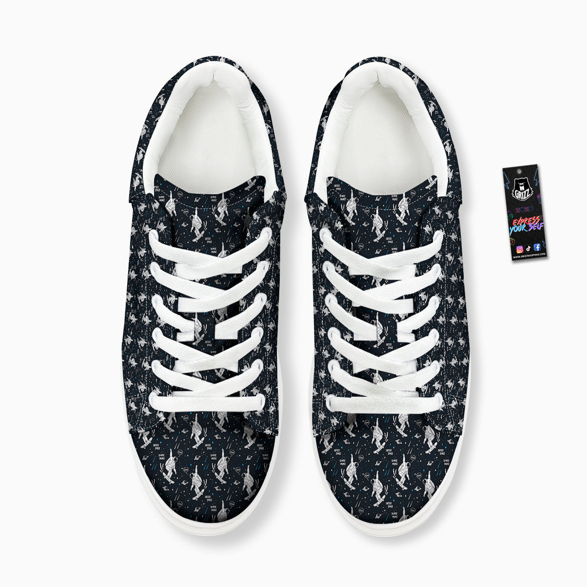Astronaut Cute Print Pattern Platform Shoes-grizzshop