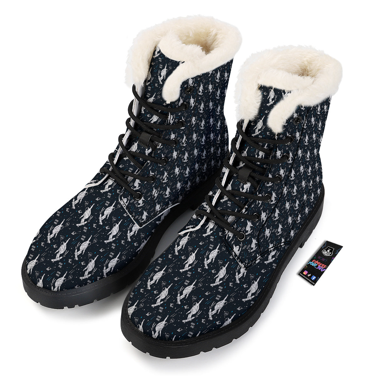 Astronaut Cute Print Pattern Winter Boots-grizzshop