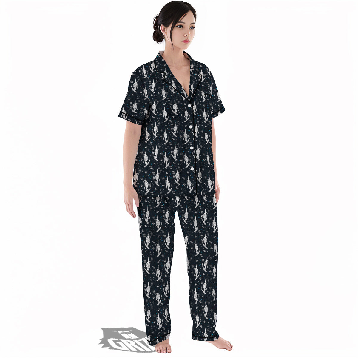 Astronaut Cute Print Pattern Women's Pajamas Set-grizzshop