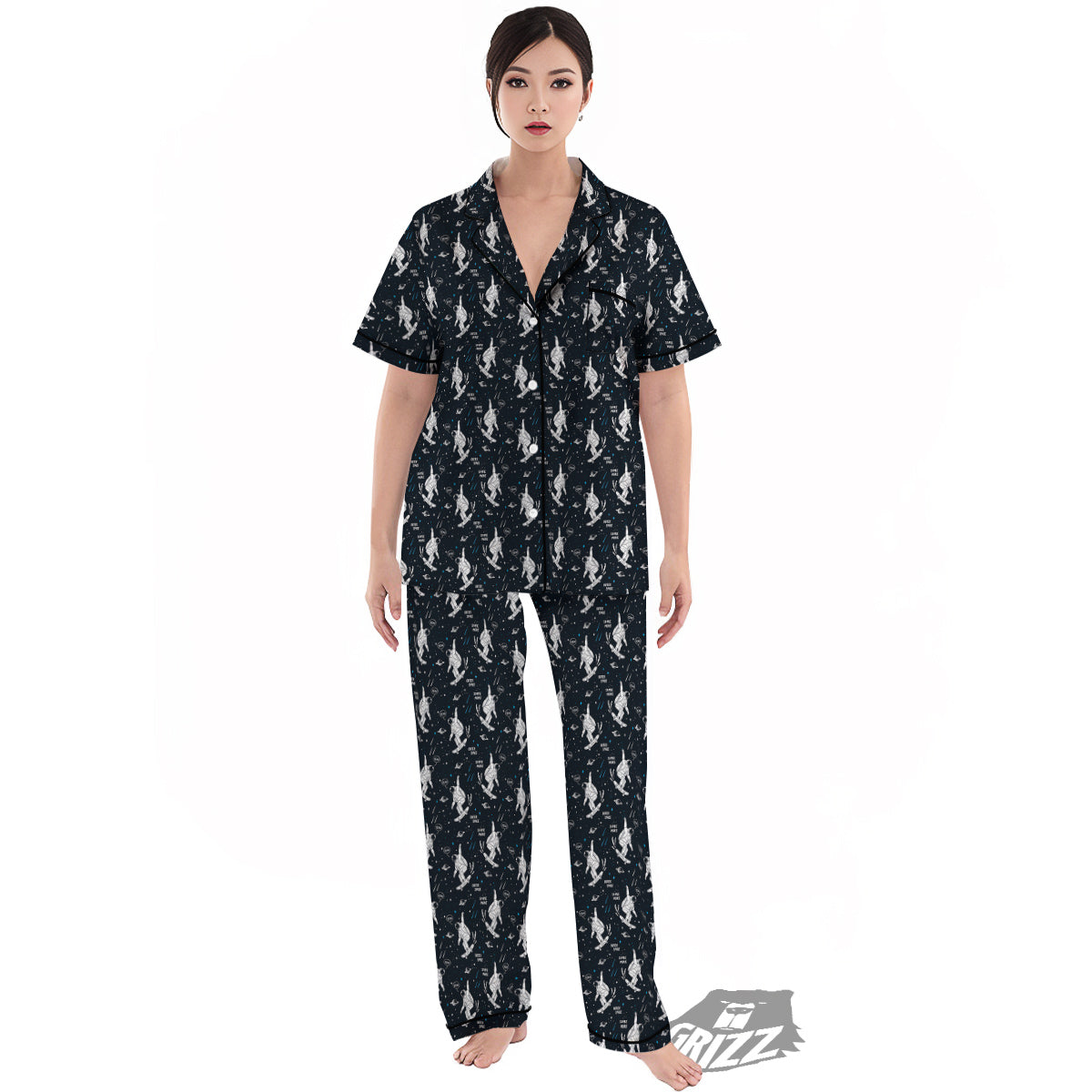 Astronaut Cute Print Pattern Women's Pajamas Set-grizzshop