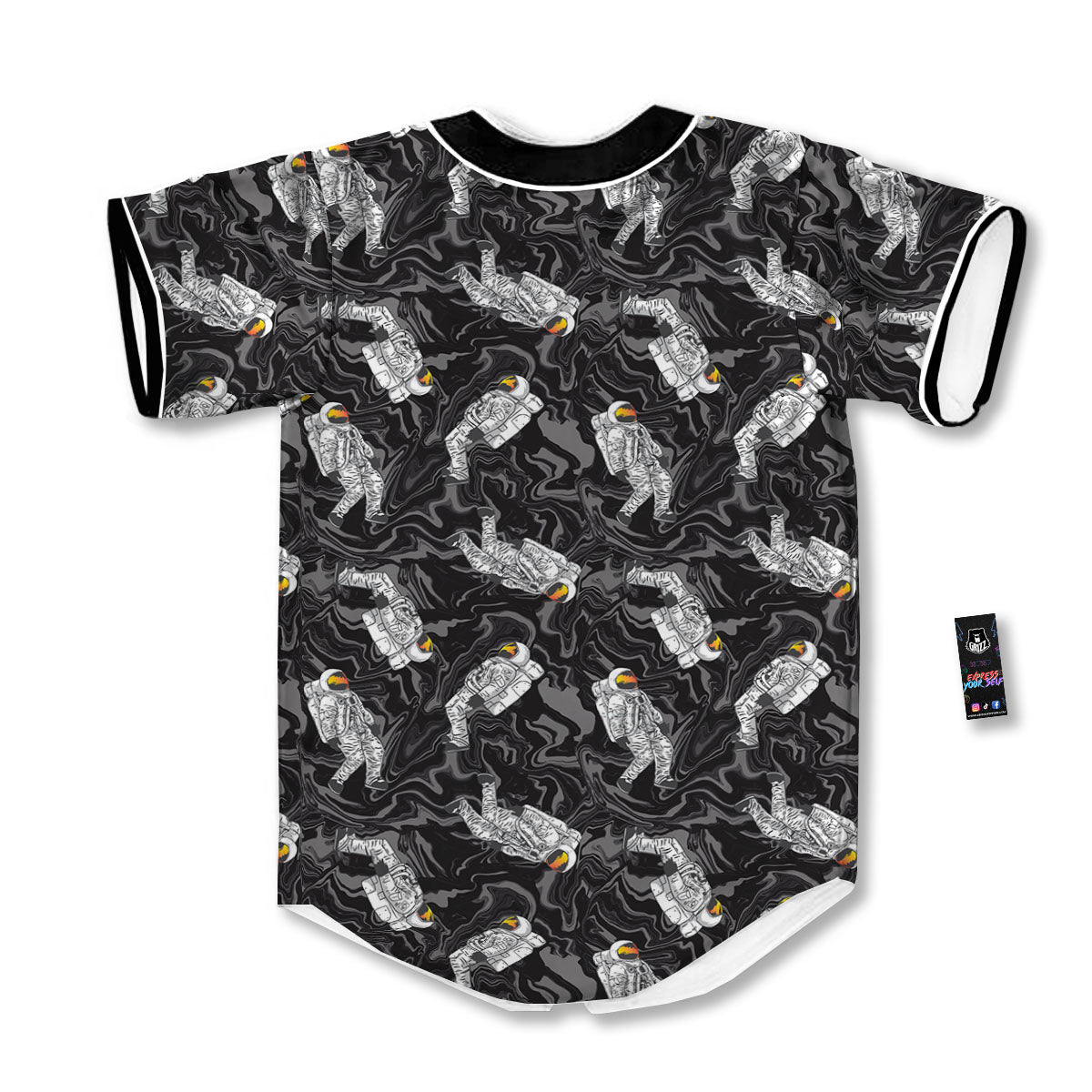 Astronaut Floating In Space Print Baseball Jersey-grizzshop
