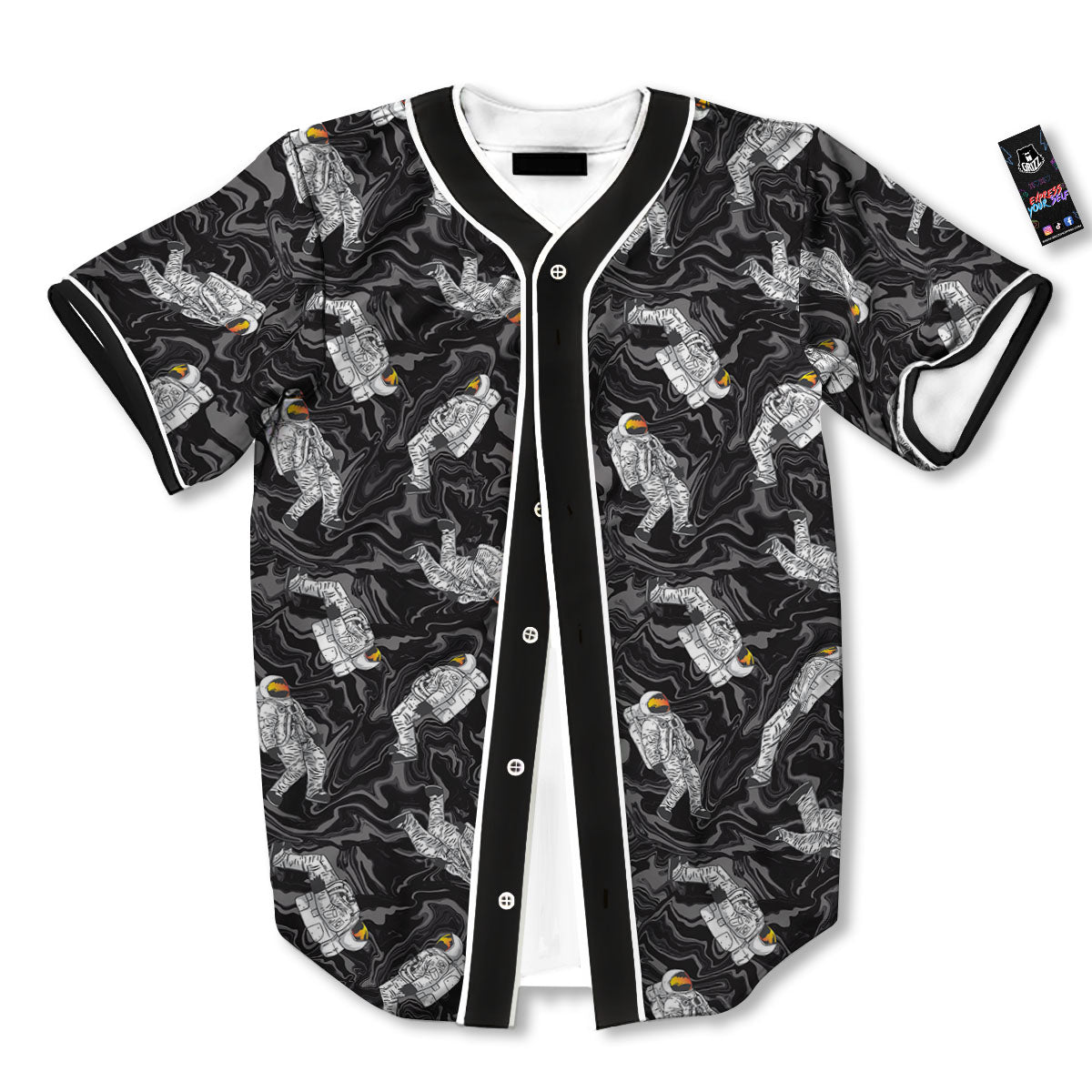 Astronaut Floating In Space Print Baseball Jersey-grizzshop