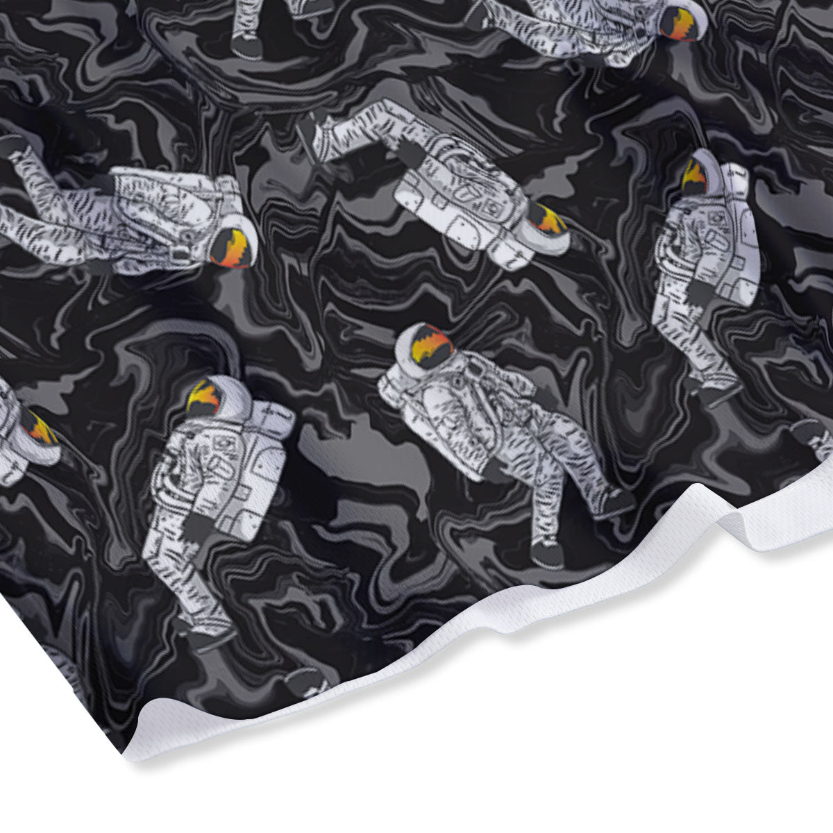 Blue Dark Kaleidoscope Print Mesh Shorts