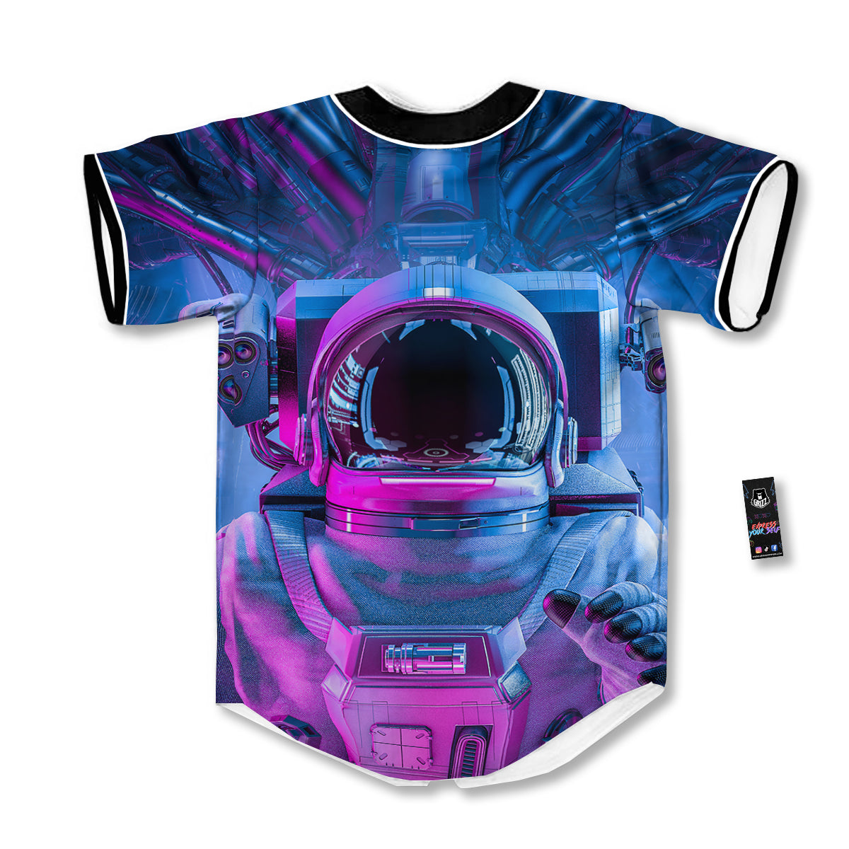 Astronaut Futuristic Print Baseball Jersey-grizzshop